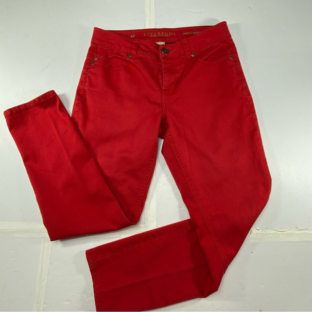 Vintage LIVERPOOL Abby Skinny  Jeans ,, Beetles Love’’ Red Size: 4 P